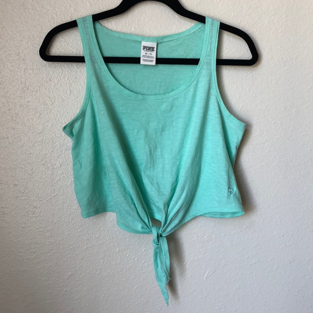 VS PINK Cropped Tie Front Tank